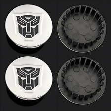 4x 59mm 2.32inch Silver Black Transformer Autobot Logo Car Wheel Center Hub Cap