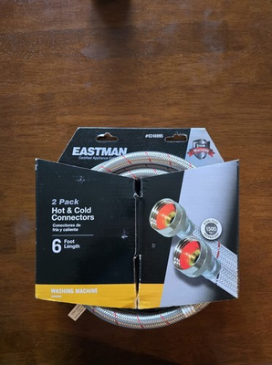 #ad EASTMAN 2 Pack Hot amp; Cold Washer Connectors 0788149 6ft. Stainless Steel Braid $19.95