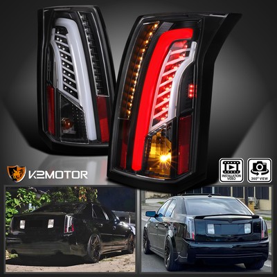 Black Fits 2003-2007 Cadillac CTS LED Tube Tail Lights Brake Lamps Left+Right