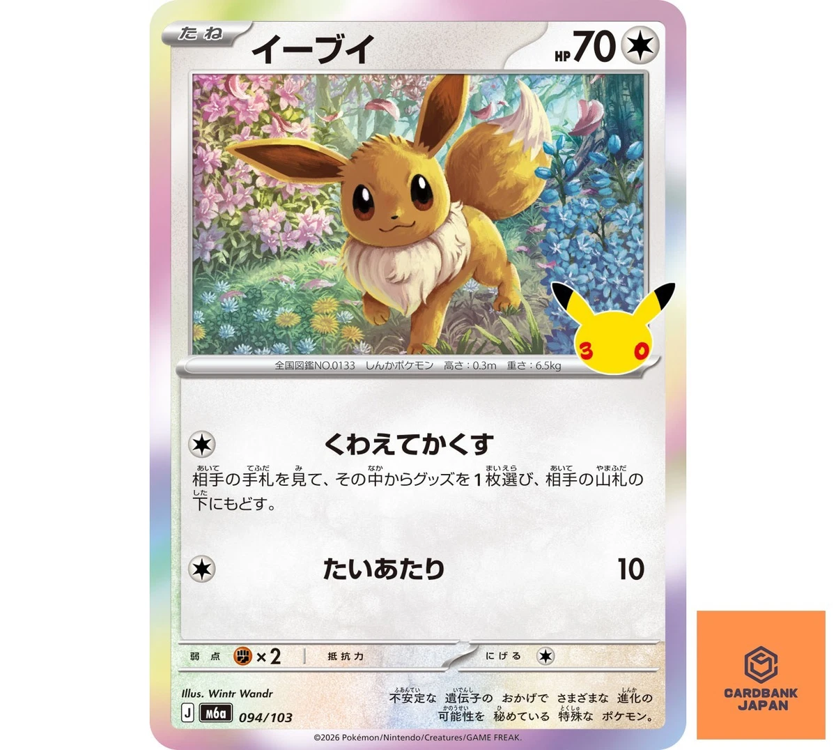 Eevee Pokémon TCG Nintendo Japanese Individual Collectible Card