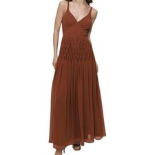 Anthropologie Hutch Maxi Dress Pleated Caramel size 4 Wedding Guest
