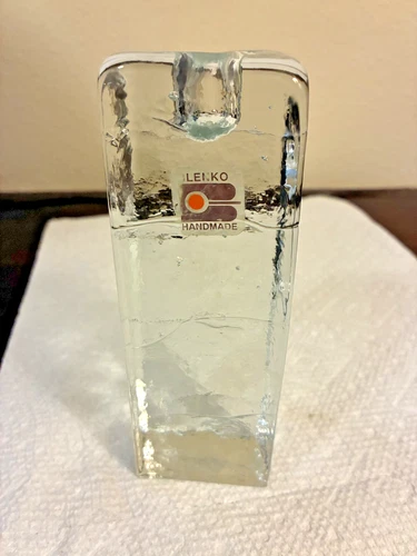 Blenko Glass Ice Cube Candle Holder 6" Tall w Label