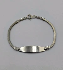 By ELCO Vtg Sterling Silver Engravable I.D. Nameplate Square Snake 925 Bracelet