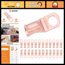 25pcs 2 AWG Heavy Duty Copper Battery Lugs, Ring Terminals, Cable Connectors