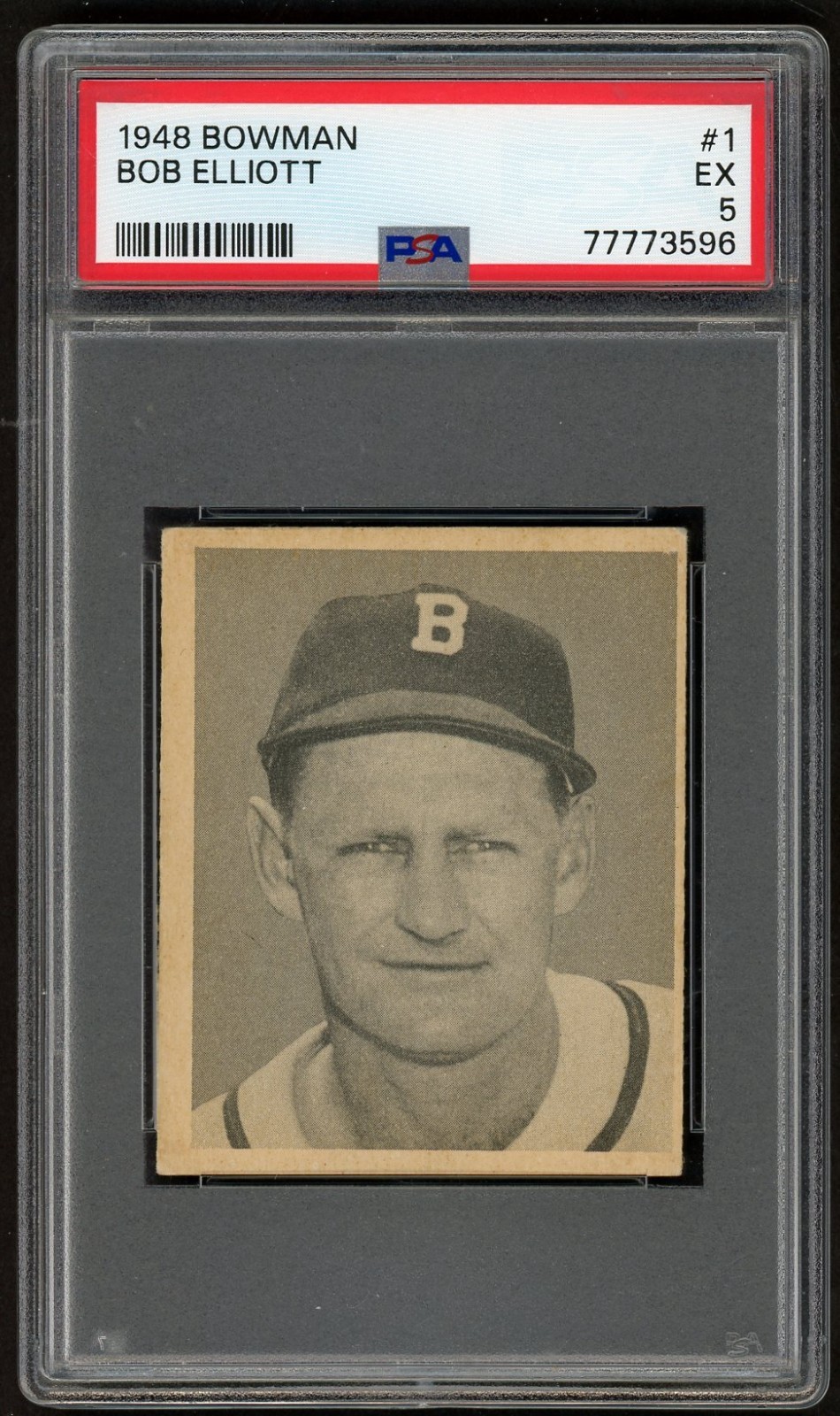 1948 Bowman BOB ELLIOTT Boston Braves #1 PSA 5 EX Condition