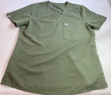 Figs Women  s Short Sleeve V Neck Pocket Scrub Catarina Top Green Sz M