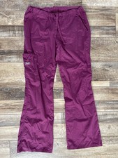 Cherokee Workwear Women  s Cargo Scrub Pants Purple Drawstring Size S