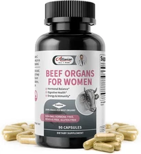 Beef Organ Supplement for Women - Grass Fed Beef Liver Uterus* Adrenals Heart Bo