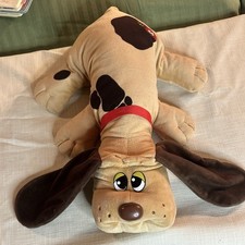Pound Puppies Stuffed Plush Doll 18  Light Brown Dark Spots Red Collar Long Ears