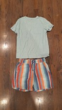 Boys Summer Red, White. And Blue Striped Short Set Size M