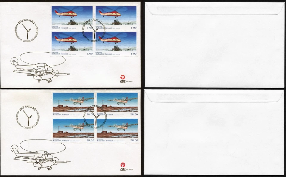 Groenlandia FDC 2013.10.21. Aviación Civil III Bloque de Cuatro Z4236 Foto 3 de 4