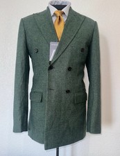 Luxury Custom Made Suit Studio Green Double Breasted Peak Lapel Men Jacket 40 L