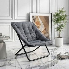 Saucer Chair Moon Chair, Oversized Comfy Foldable Faux Fur Lounge Reading Chair