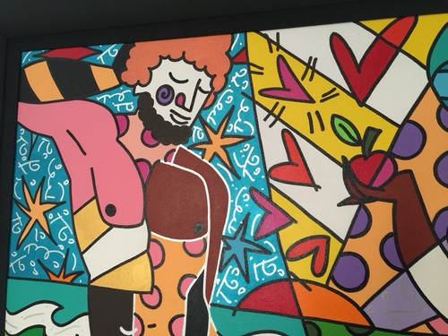 Romero Britto Original Painting Signed Acrylic On Canvas 30 X 40 “Eve and Adam” - Picture 2 of 10