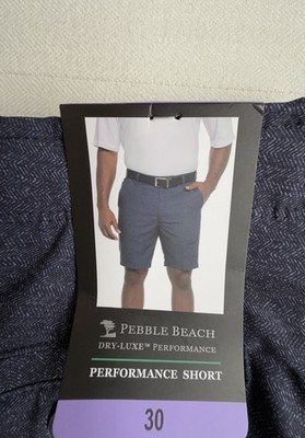 Pebble Beach Dry-Luxe Performance Men's Golf Shorts Navy Herringbone 