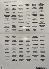 Tupperware 1x Gewürz und 1x Kompakt Etiketten NEU Schwarz