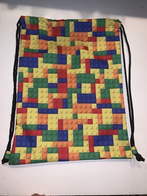 Lego Brick Block Pattern Draw string Backpack School Bag 16 x12 