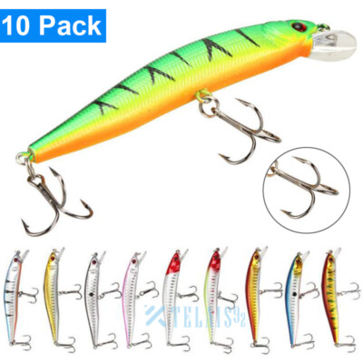 10 Nuevos Señuelos de Pesca de Minnow para Agua Fresca, Agua Salada