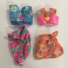 Vintage Barbie Doll Outfits Neon Floral Pink Blue Orange With Hearts Tops Skirt