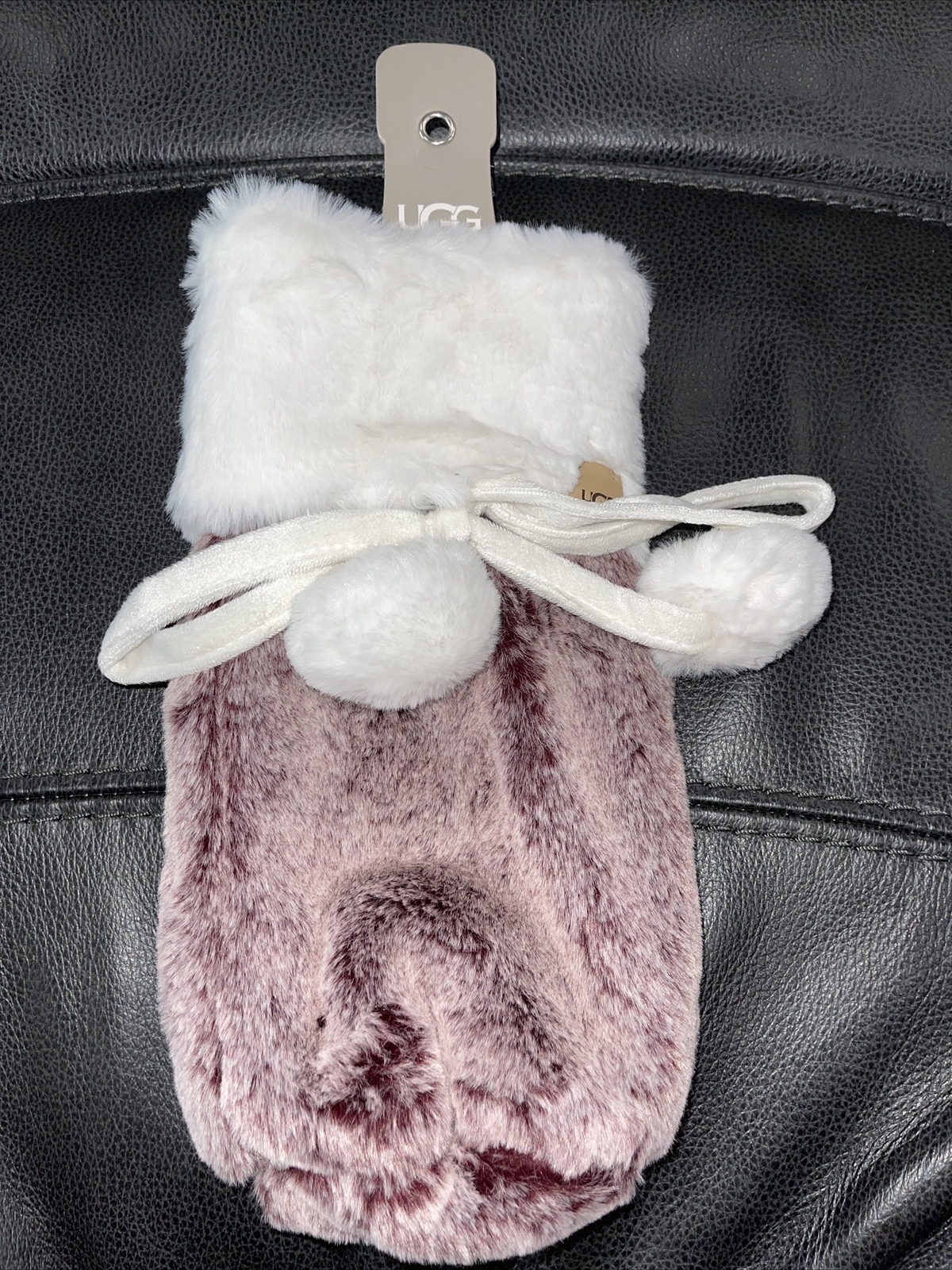 UGG Dawson Wine Bottle Holder Sleeve Faux Fur Pom Pom's eBay