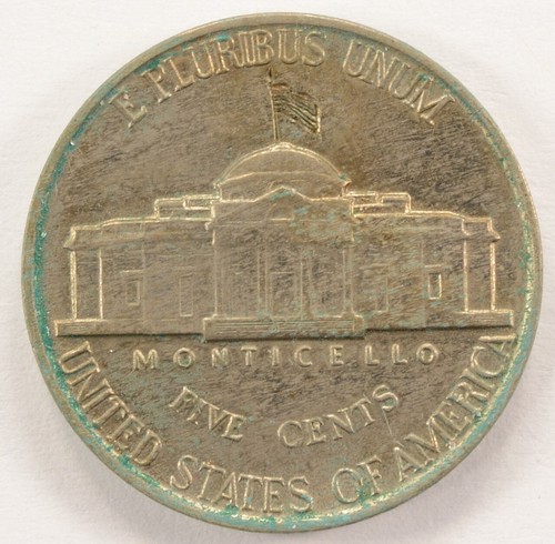1940 5c Jefferson Nickel American Flag Hand Engraved Above Monticello