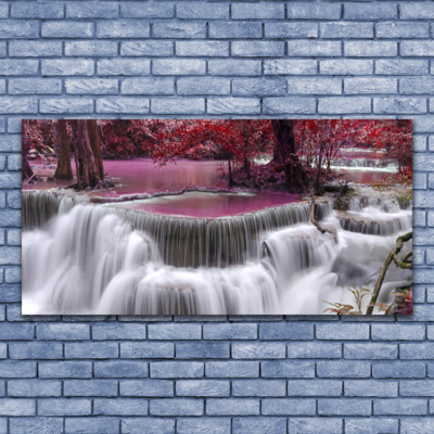 Impression sur verre Image Tableau 140x70 Nature Forêt Chute D'eau