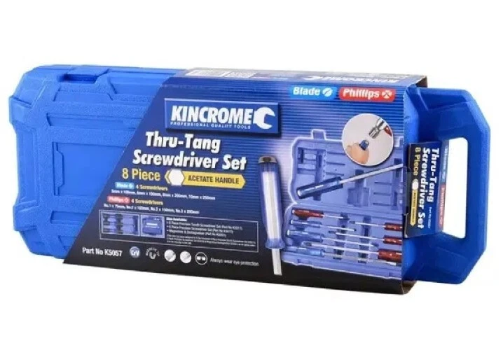 KINCROME THRU TANG SCREWDRIVER SET 8 PIECE K5057 Magnetic Tip