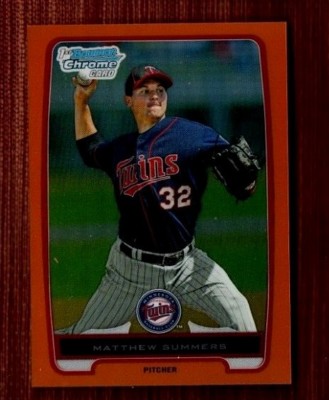 2012 Bowman Chrome Prospects Orange Refractors Matthew Summers Twins RC /25