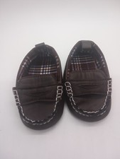 6-9 months Boy's Slippers Brown  Inside Plaid Flannel  4 1/2"