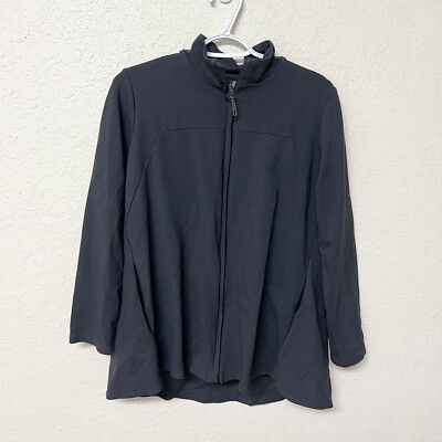 #ad SYMPLI Made In Canada Size 10 Black Stretch Full Zip Jacket Pockets $16.00