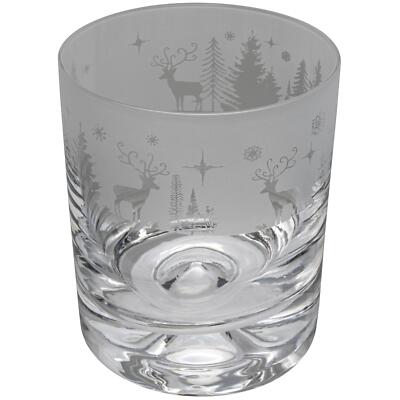 Christmas Whiskey Glass  Winter Wonderland Sandblast Drink Tumbler Gift Animo
