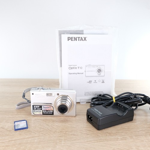 Pentax Optio T10 6MP CCD Sensor Digital Camera Compact Digicam Silver Tested