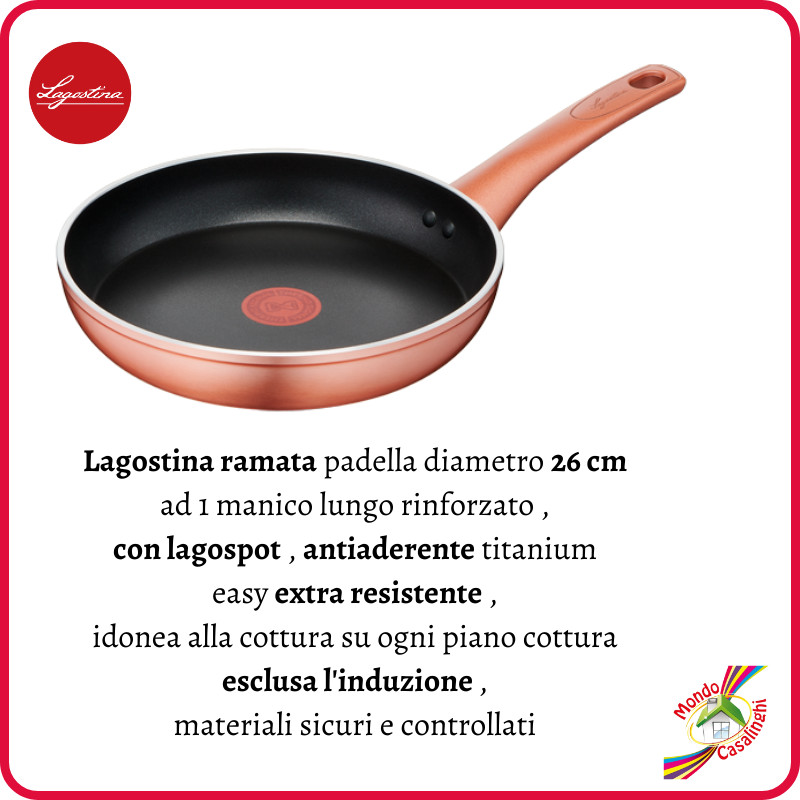 Padella padelle antiaderente ramata lagostina 20 24 26 28 30 bistecchiera manico