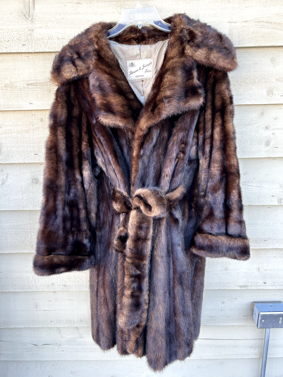 Vintage Bruno & Joseph Mid Length Mink Fur Coat Belted X-Large | eBay 
