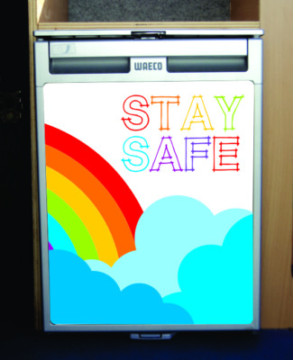Waeco CRX50 / Dometic Vinyl Fridge Sticker Wrap Print - Stay Safe Rainbows