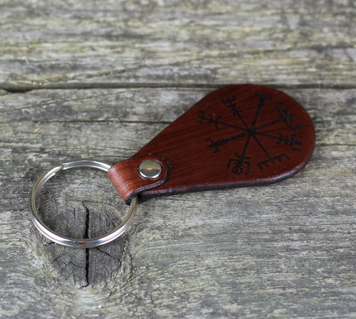 Vegvisir leather keychain, Viking key fob, Celtic key fob, Norse mythology. - Picture 4 of 6