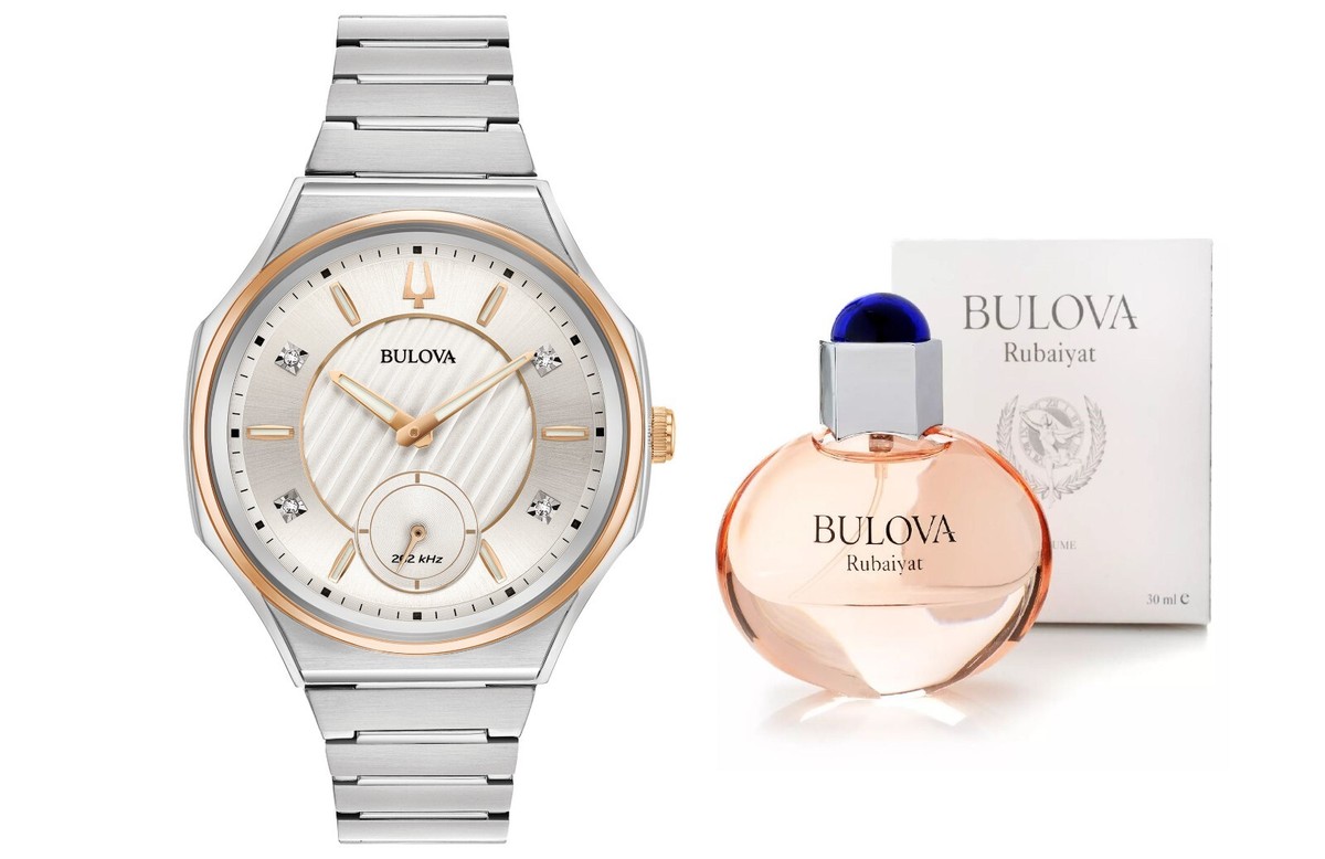 Bulova Women's Quartz Curv Diamond Accents Watch Perfume Set
