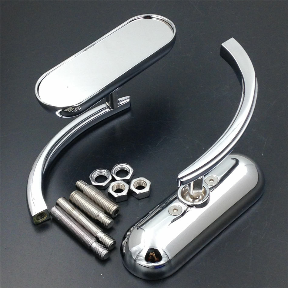 Chrome Motorcycle Mini Oval Mirror For Harley Davidson Heritage