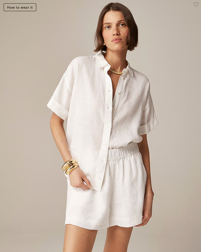 NWT J.Crew $98 Capitaine shirt in Baird McNutt Irish linen, White, Sz M