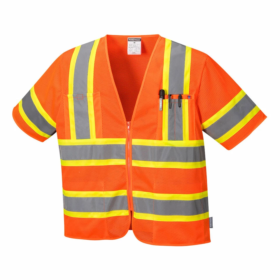 Portwest US383 Augusta Sleeved Hi Vis Cooling Mesh Vest Reflective Tape ANSI - Image 2 of 2