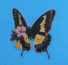Beautiful Floral Monarch Butterfly Transparent Sticker 2.18" x 1.78" (AC)