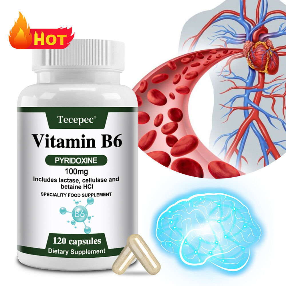 Cápsulas de Vitamina B6 100 Mg - Acelera el Metabolismo, Quema Grasa, Desintoxica