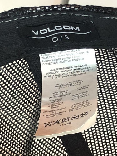Volcom Snapback Hat Small Head Mesh Skater Trucker Cap Black White - Picture 8 of 9