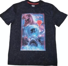 Adult Universal Studio Jaws ET Back To Future Jurassic Park Black T Shirt Med