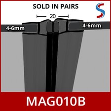 Magnetic Black Shower Seal Strips | Sold In Pairs | Vertical Door Enclosure | 2M