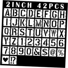 2 Inch Letter Stencils Symbol Numbers Craft Stencils, 42 Pcs Reusable 2 inch
