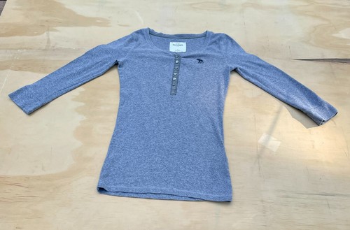 Abercrombie Kid's Gray Quarter Button Up Long Sleeve Sweatshirt, Size XL