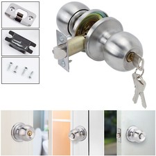 Entrance Lock Door Entry with 3 Keys Stainless Steel Round Knobs Privacy Passage