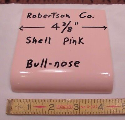 6 pcs Glossy 2" X 6" *Pink Mist* Surface Ceramic Bullnose Tiles  Mid-State  NOS