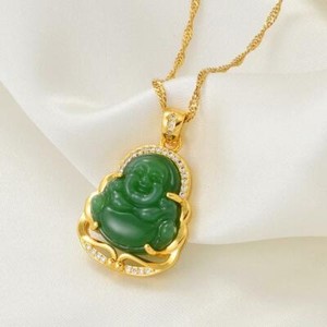 Authentic small Jade Buddha necklace,18k gold plated buddha necklace,buddah necklace,bu
